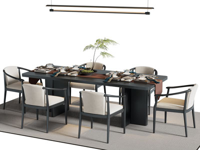 新中式餐桌椅组合