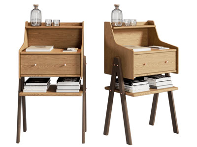 现代实木边柜 书柜