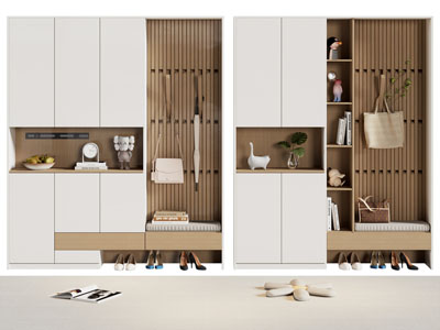 现代玄关撞色鞋柜