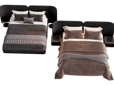 现代加宽床头的双人床