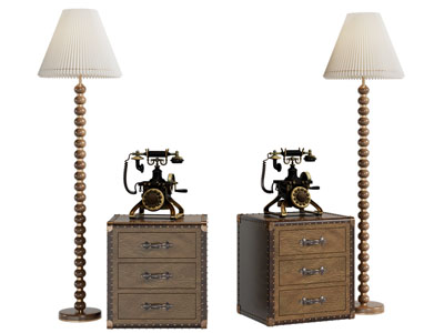 中古风床头柜 落地灯