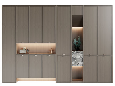 新中式实木衣柜3d模型 新中式实木衣柜