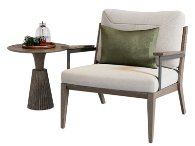 新中式休闲椅子 边几