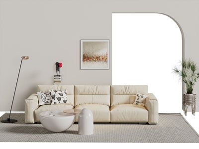 现代奶油风多人沙发 茶几组合