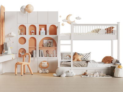 现代儿童上下床 书桌椅组合