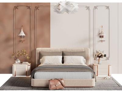 现代双人床 床头柜