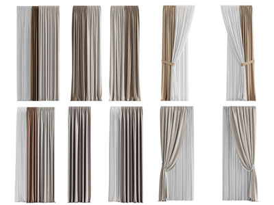 现代窗帘窗纱3d模型 现代窗帘窗纱