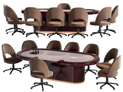 现代椭圆形棋牌桌椅组合