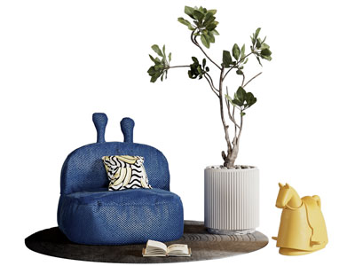 现代懒人沙发 花盆盆栽植物