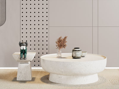 侘寂风圆形茶几3d模型 侘寂风圆形茶几