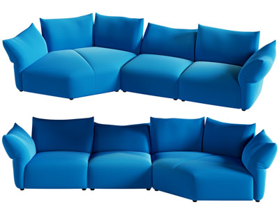 现代布艺转角多人沙发