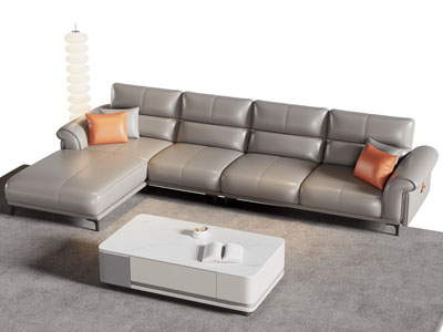 现代转角多人沙发 茶几组合