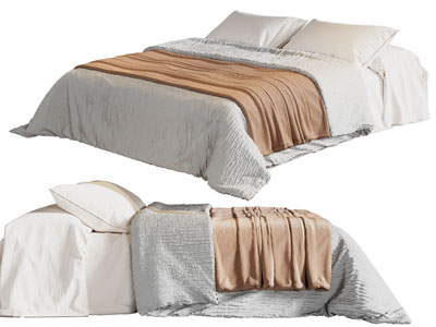 现代无床头双人床