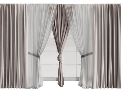现代窗帘窗纱3d模型 现代窗帘窗纱