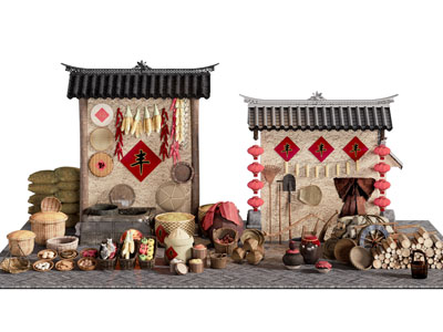 新中式农村生活用品 农用工具美陈 展览