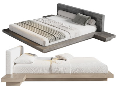 现代布艺双人床