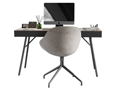 现代书桌椅组合3d模型 现代书桌椅组合