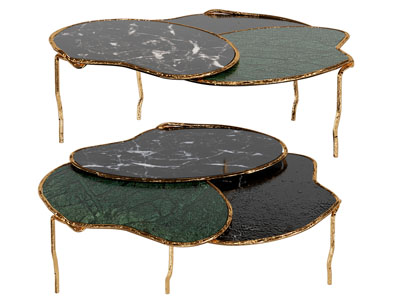 新中式荷叶造的茶几3d模型 新中式荷叶造的茶几