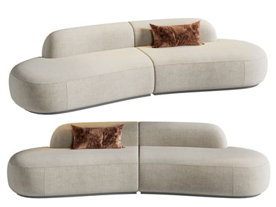 现代弧形多人沙发