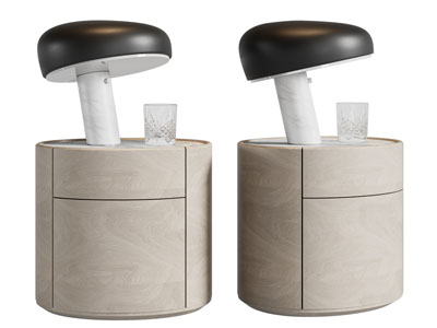 现代圆形床头柜 床头灯