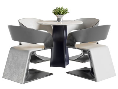 现代圆形餐桌椅组合