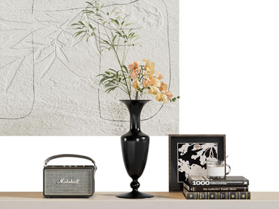 现代花瓶花卉 书本 装饰挂画摆件组合