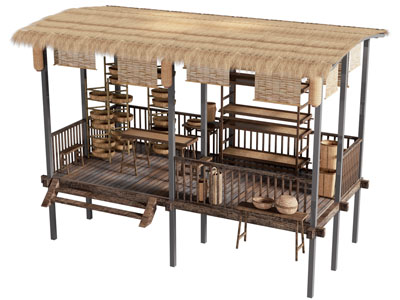 新中式茅草屋 草棚子