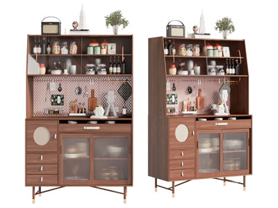 中古风实木餐边柜