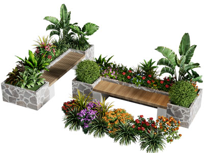 现代户外花坛公共椅子 造景观椅子