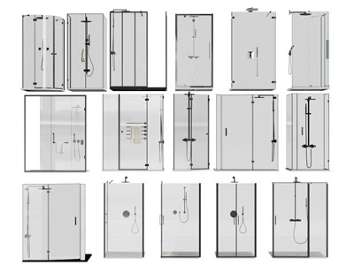 现代玻璃淋浴房3d模型 现代玻璃淋浴房