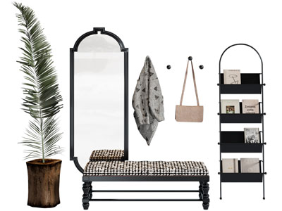 法式玄关换鞋凳 穿衣镜