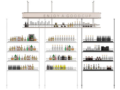 现代开放式金属酒架 酒瓶酒杯3d模型 现代开放式金属酒架 酒瓶酒杯