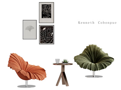 现代休闲椅子 边几