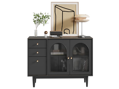 法式玻璃柜门的玄关柜 边柜