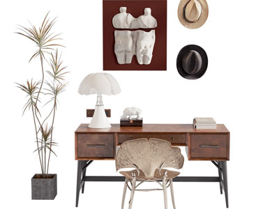 中古风书桌椅组合3d模型 中古风书桌椅组合