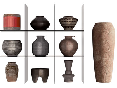 侘寂风陶艺器皿摆件组合