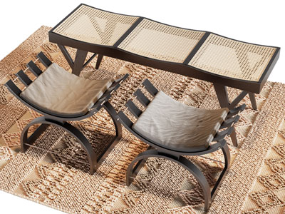 侘寂风编织沙发凳子