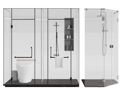 现代玻璃淋浴房3d模型 现代玻璃淋浴房