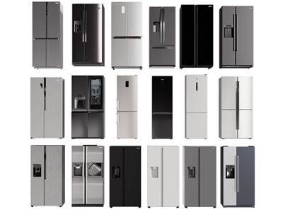 现代双开门电冰箱3d模型 现代双开门电冰箱