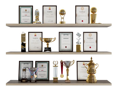 现代奖状奖杯摆件组合3d模型 现代奖状奖杯摆件组合