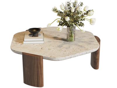 侘寂风多边形茶几3d模型 侘寂风多边形茶几