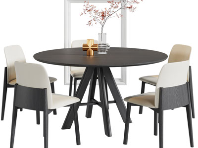现代圆形餐桌椅组合