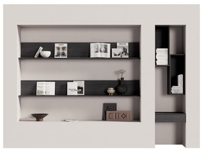 现代嵌入墙体的装饰书柜