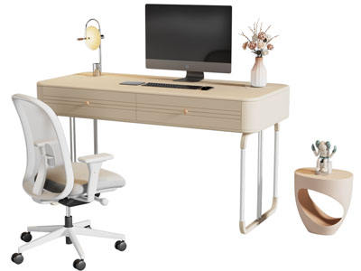 现代书桌椅组合3d模型 现代书桌椅组合