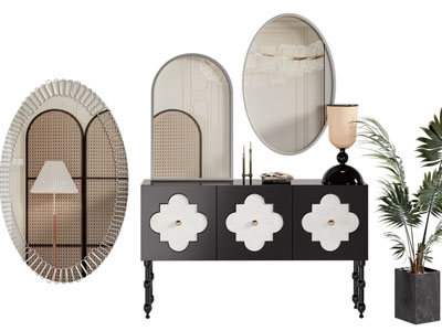 法式玄关柜 边柜 装饰镜子