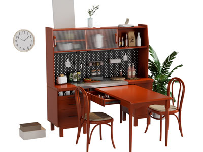 现代餐边柜 餐桌椅组合