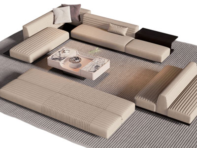 现代转角多人沙发 茶几组合