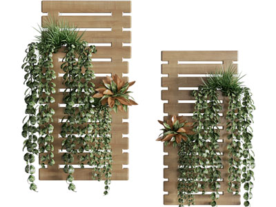 现代实木藤蔓植物墙饰挂件