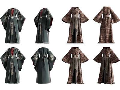 新中式汉服 传统服饰裙装3d模型 新中式汉服 传统服饰裙装