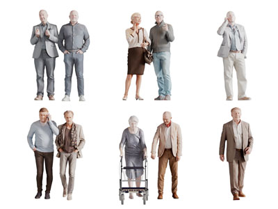 现代老人 男人 多人